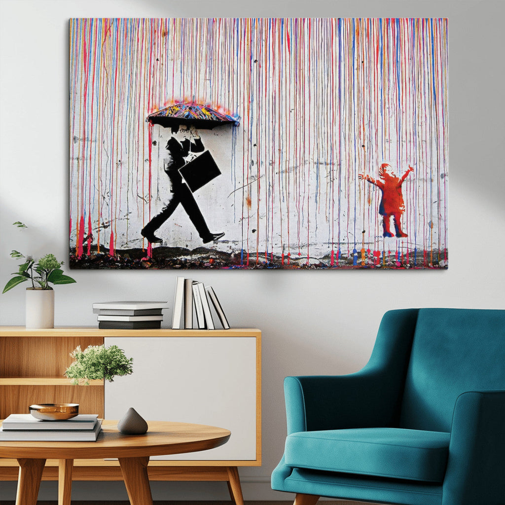 Banksy Wall Art Canvas Print | Framed Graffiti Street Art Picture