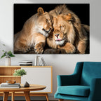 Lion and Lioness Wall Art Canvas Print | African Wildlife Animal Art