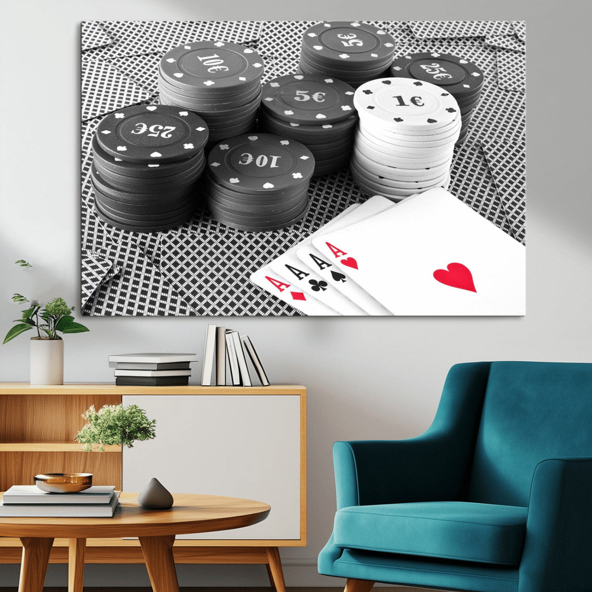 Poker Game Cards Wall Art Canvas, Multi Panel Wall Art