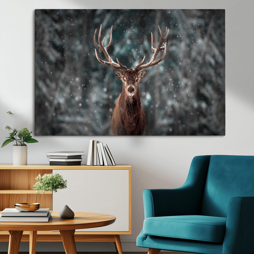 Wall Art Deer Art Animal Canvas, Framed Wall Art Deer Canvas