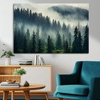 Captivating Misty Forest Wall Art, Foggy and Serene Atmosphere Canvas Print