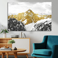 Gold Abstract Mountains Wall Art Print on Canvas, Nature Wall Art Print