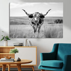 Texas Cow Longhorn Wall Art Canvas Print for Farm House Wall Art, Framed and Ready to Hang
