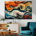 Abstract Wave Wall Art, Ready to Hang Framed Canvas Print | Extra Large 3 Piece Canvas Wall Art