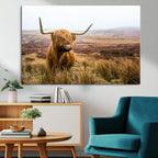 Scottish Highland Cow Canvas Wall Art, Rustic Farmhouse Decor