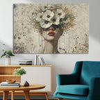 Abstract Floral Women Pastel Wall Art Canvas Print
