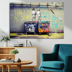 Banksy Life is Short Wall Art, Iconic Graffiti Street Art Canvas Print