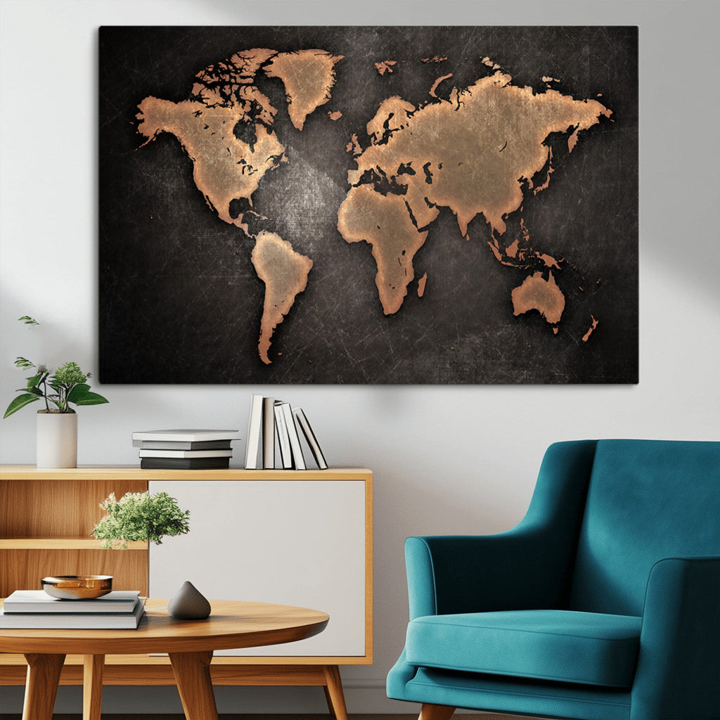 World Map Canvas Print | Framed Travel Map Wall Art for Couples