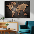World Map Canvas Print | Framed Travel Map Wall Art for Couples