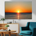 Golden Horizon Sunset Over Ocean Wall Art Canvas Print | Tropical Beach Canvas