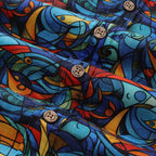 1960s Vintage Men's Hawaiian Shirt Cubism Print Cotton Button-down Short Sleeve Aloha Shirt