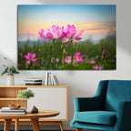 Pink Flower on the Mountain Canvas Print, Framed Pink Flower Canvas Wall Art
