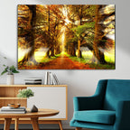 Sunshine in Forest and Trees Wall Art Canvas Print