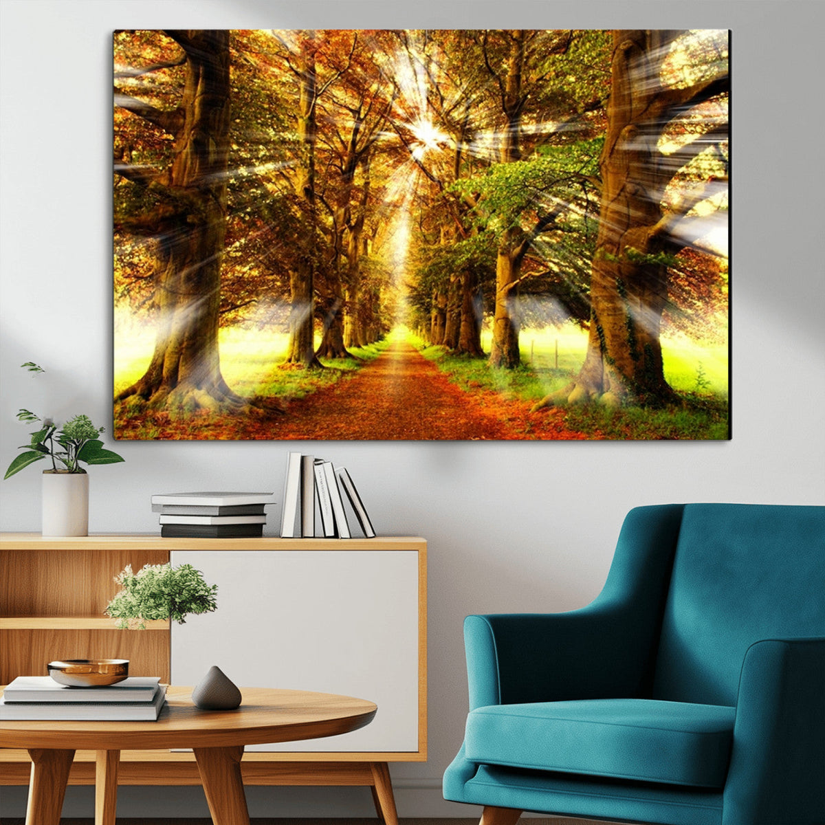 Sunshine in Forest and Trees Wall Art Canvas Print