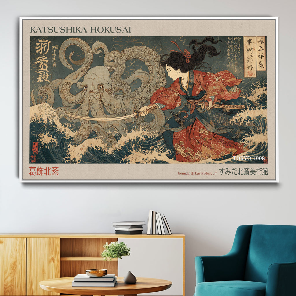 Katsushika Hokusai Wall Art Canvas Print, Octopus War Japanese Ocean Artwork