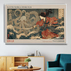 Katsushika Hokusai Wall Art Canvas Print, Octopus War Japanese Ocean Artwork