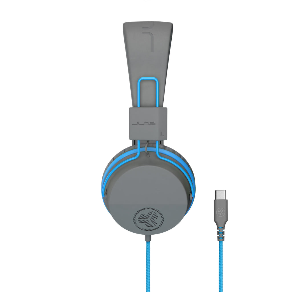 JBuddies Studio On-Ear Kids Wired Type-C Headphones Blue/Gray