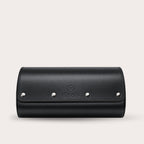 6 Watch Travel Case Vegan Leather Watch Roll (Jade Black - White Interior)