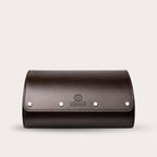 6 Watch Travel Case Vegan Leather Watch Roll (Espresso Brown - White Interior)