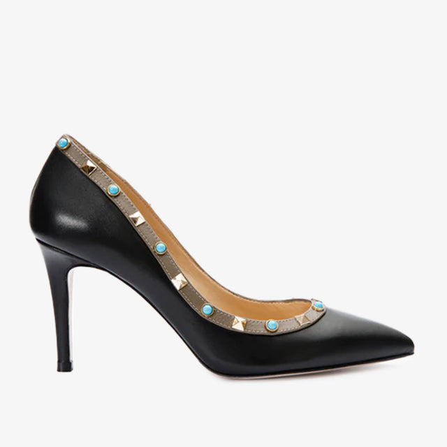 The Tikapur Black Leather Pump Women Shoe Final Sale!