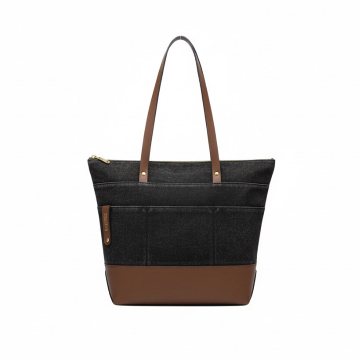 Harriet Tote Bag | Black Washed Canvas + Brown Leather