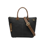 Dot Tote | Black Washed Canvas + Brown