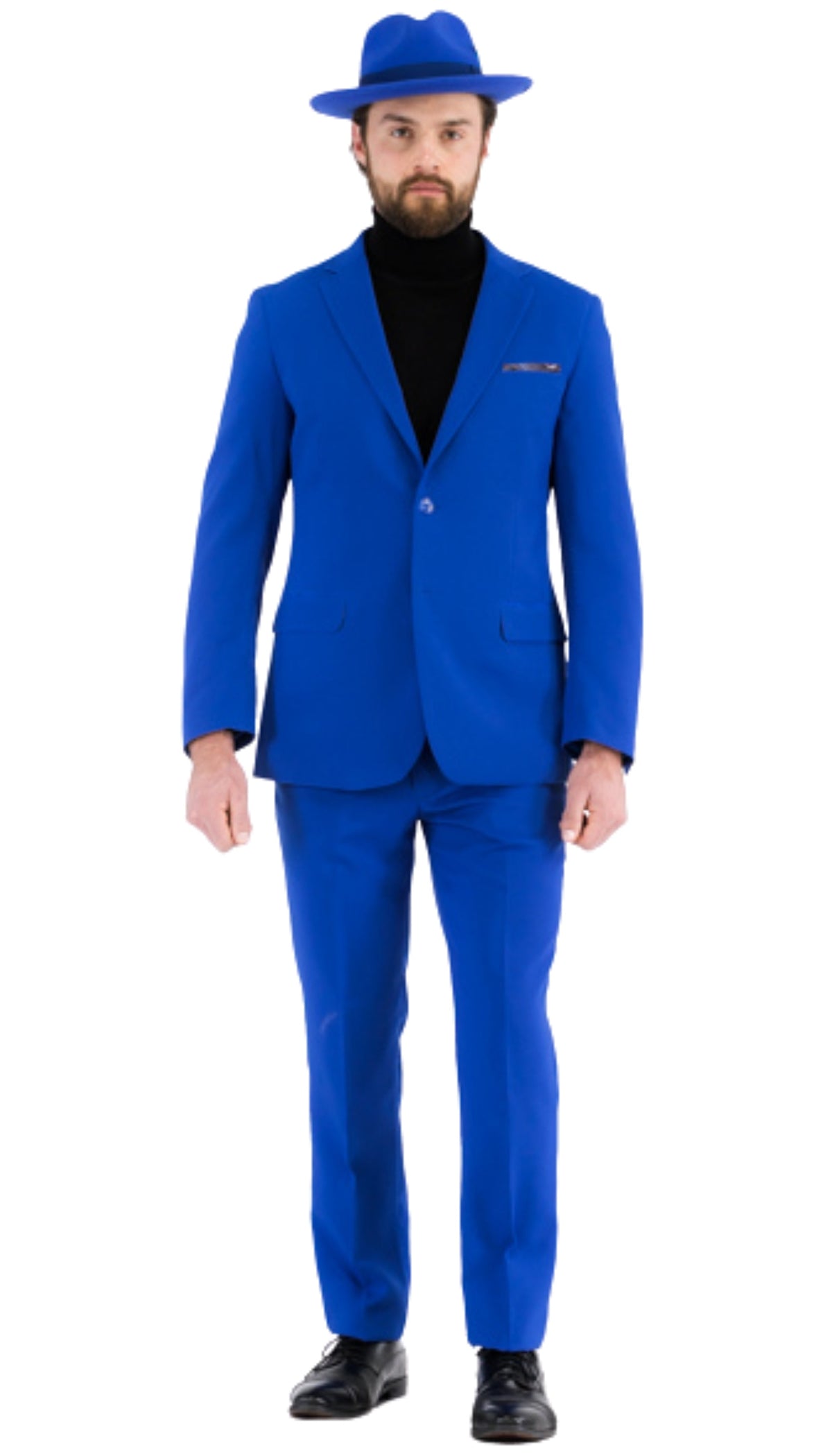 Paul Lorenzo Men's Royal Blue Slim Fit 2-Piece Suit - Notch Lapel, Flat Front Pants