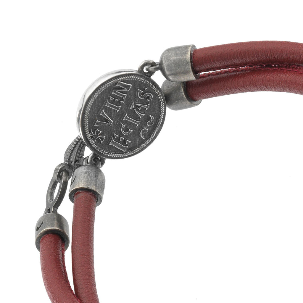 Moneta Sovereign Disc Leather Bracelet // Red