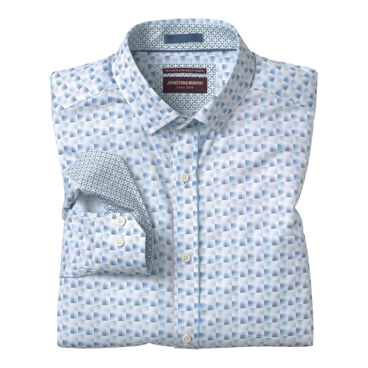 Logan Printed Long-Sleeve Shirt // White/Gray Shadow Box