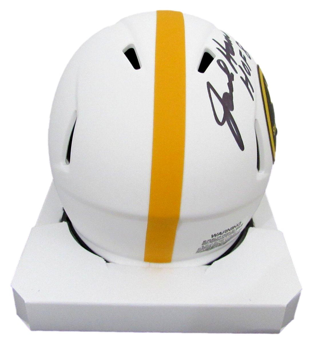 Jack Ham HOF Signed/Insc White Lunar Mini Helmet Steelers Becket Witness 192375