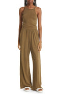 ATM Anthony Thomas Melillo Slub Cotton Jersey Wide Leg Jumpsuit in Seaweed, Size Large