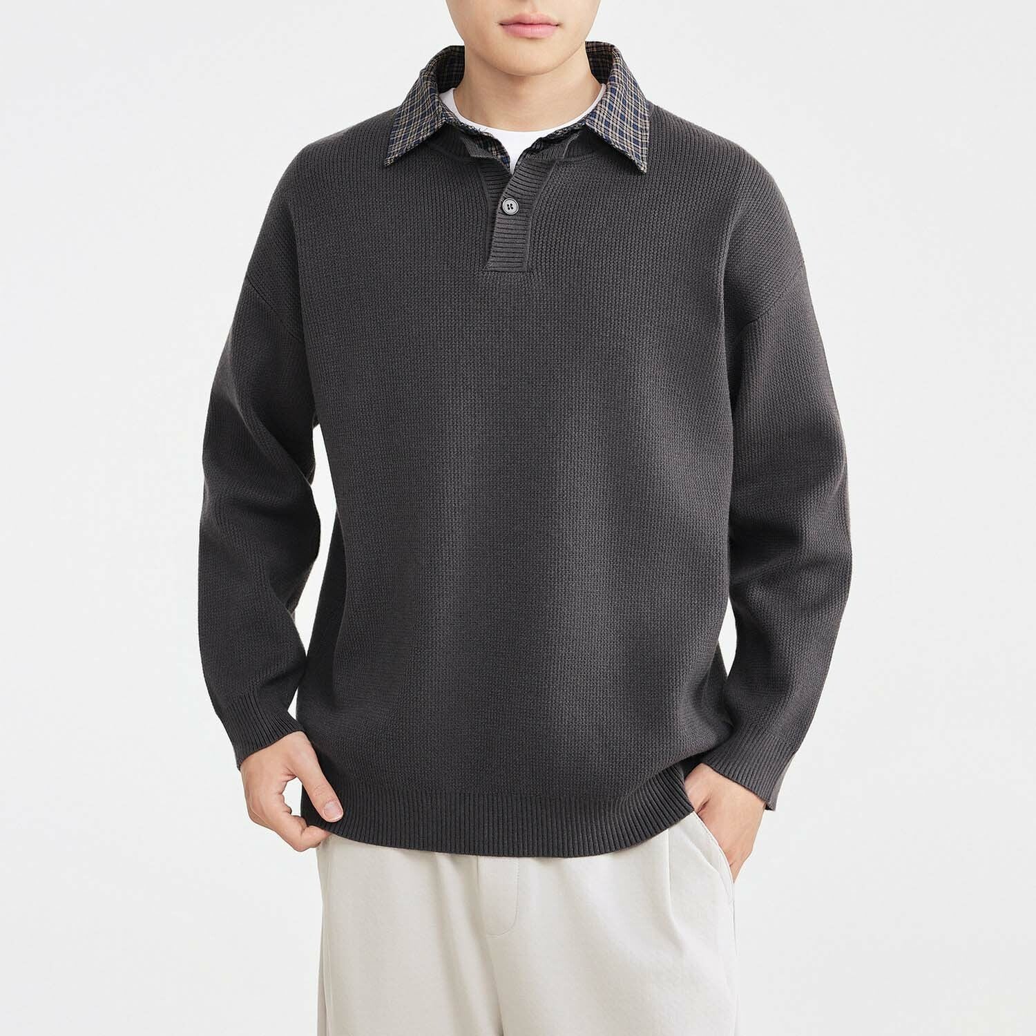 Henley Pullover Sweater // Dark gray