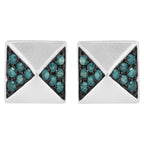 14K White Gold 1/4 Cttw Treated Blue Diamond Pyramid Stud Earring (Blue Color, SI1-SI2 Clarity)