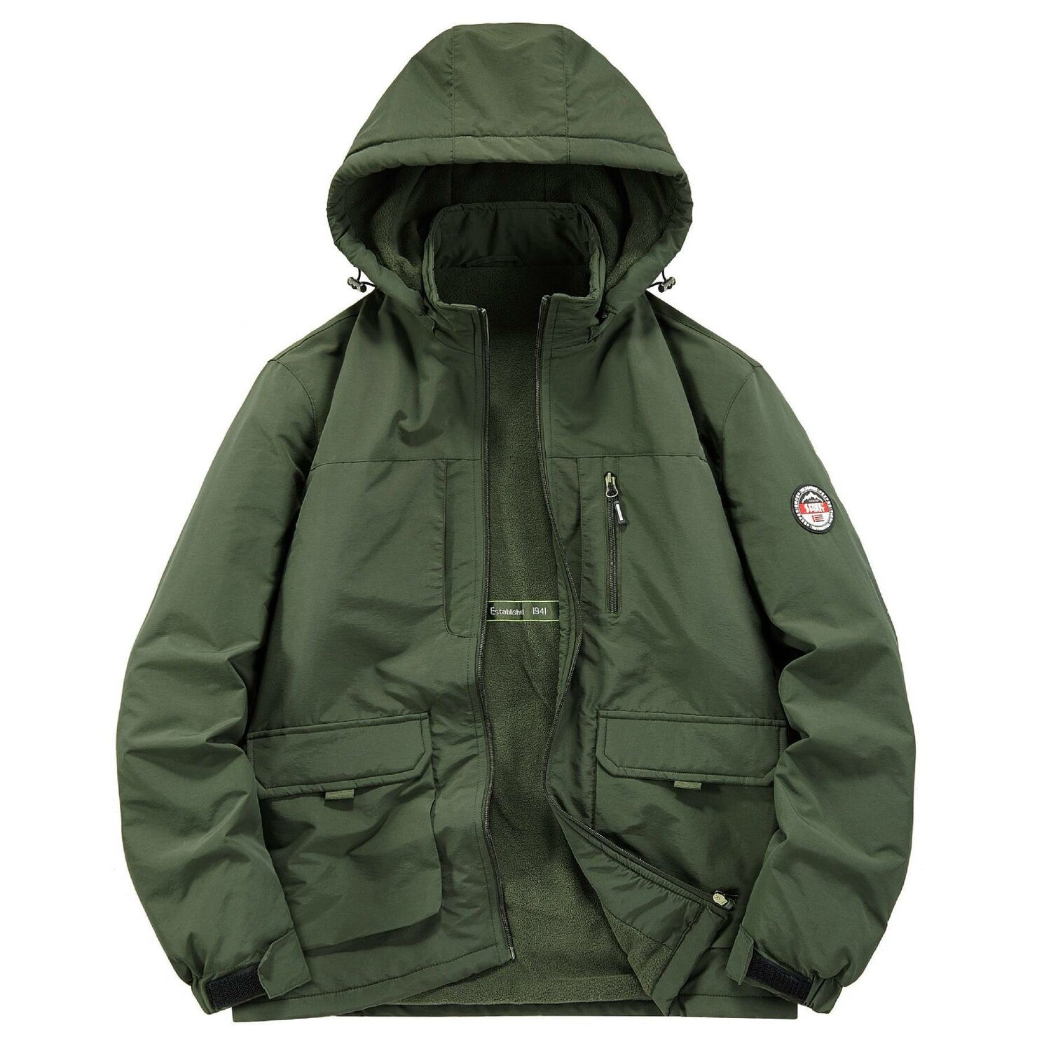 High Neck Hooded Oversized Jacket // Army Green