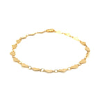 14k Yellow Gold 7 inch Mirrored Heart Chain Bracelet