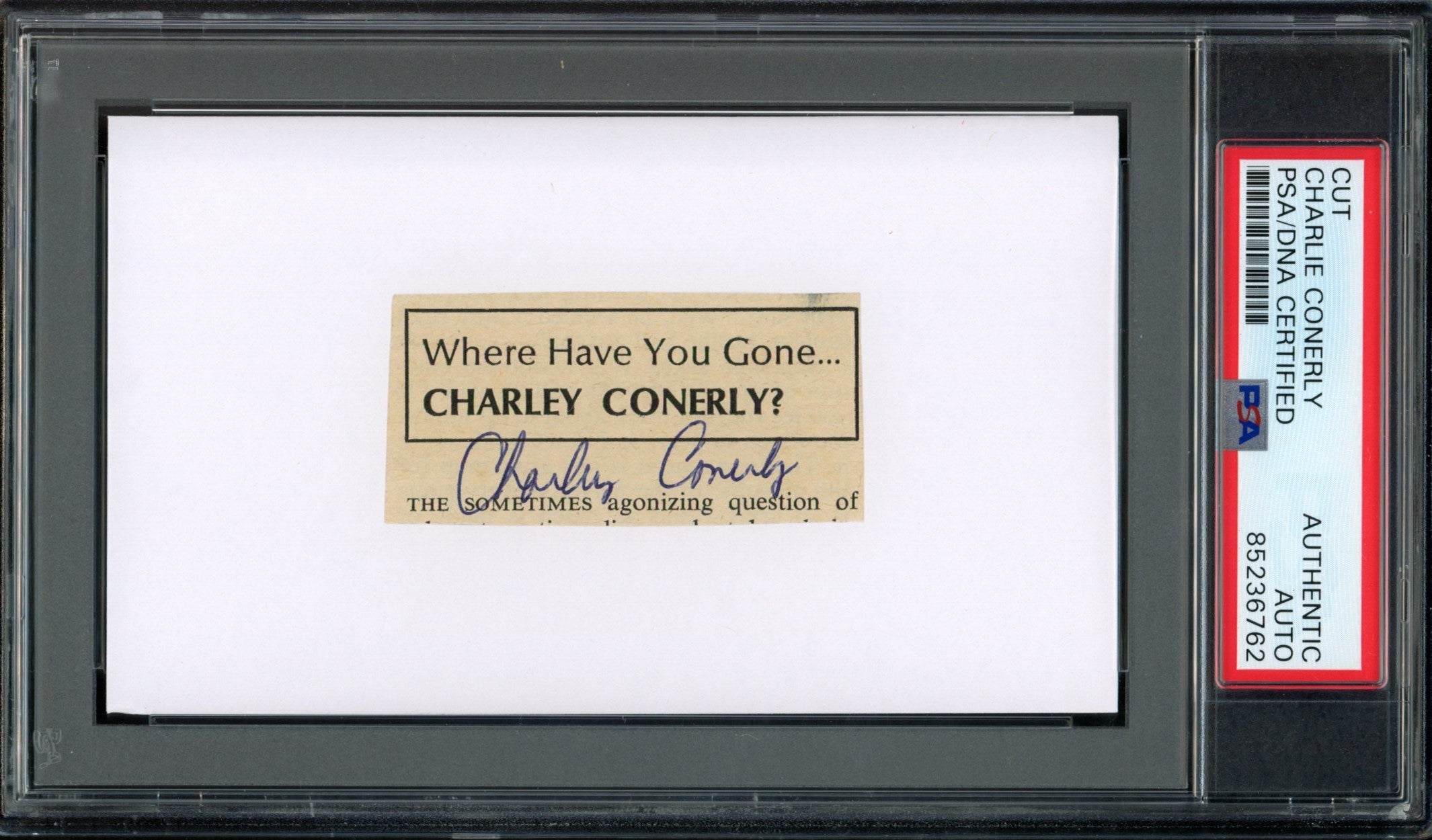 Charlie Conerly HOF Signed Cut Photo on 3x5 Card Giants PSA/DNA 188270
