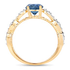 1.27 Carat Genuine Blue Sapphire and White Diamond 14K Yellow Gold Ring