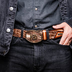 Montana // Caiman & Calf Leather Belt // Stone Brown