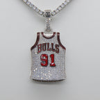 Chicago Bulls Dennis Rodman #91 Jersey Pendant Necklace – Premium Zircon Basketball Fan Gift