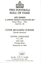 Clyde "Bulldog" Turner HOF Autographed Goal Line Art GLAC Postcard Bears JSA