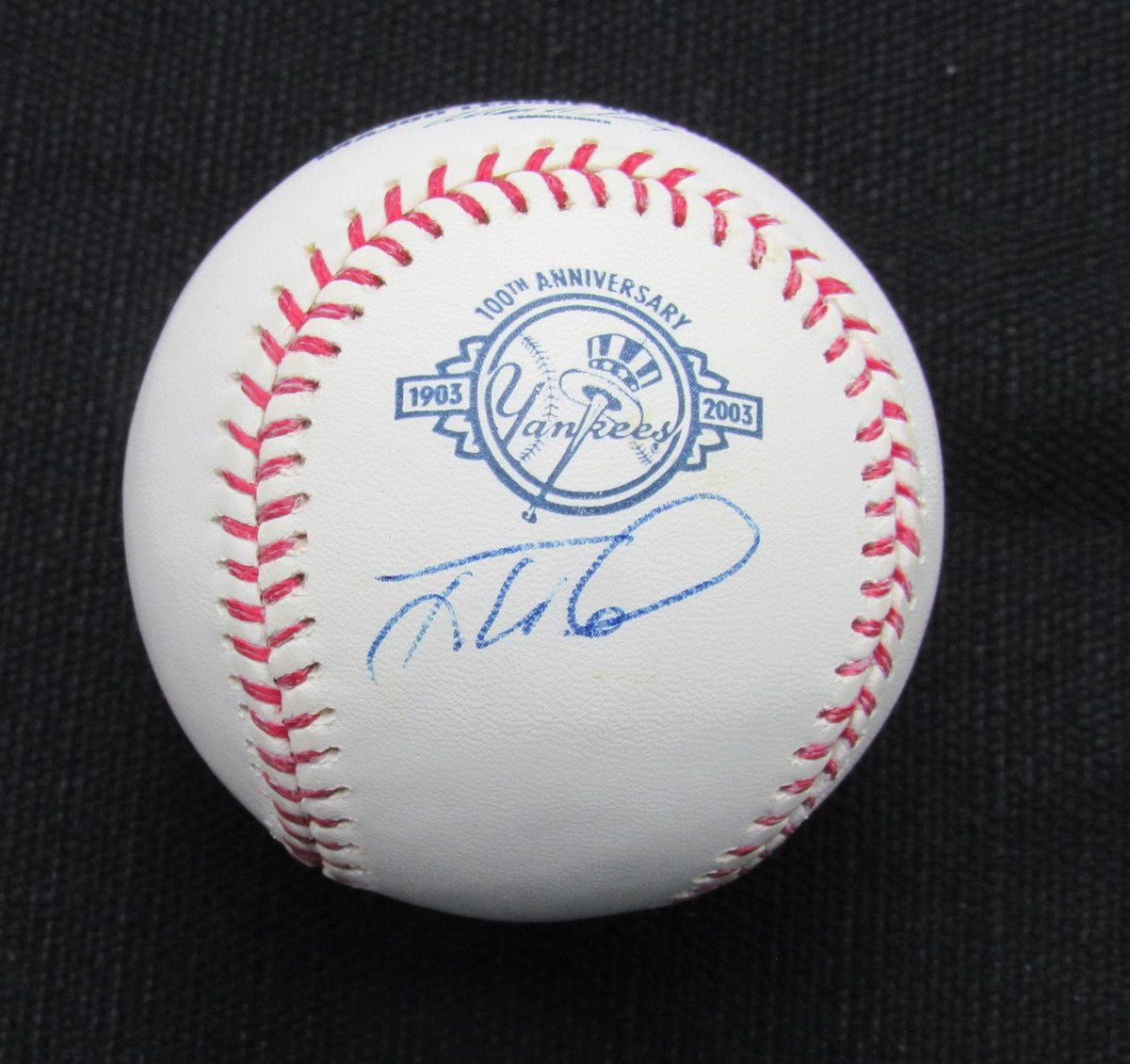 Tony Womack Signed/Auto Yankees 100th OML Baseball JSA  186962