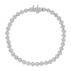 .925 Sterling Silver 1.0 Cttw Miracle Set Diamond Heart-Link 7" Tennis Bracelet (I-J Color, I2-I3 Clarity)