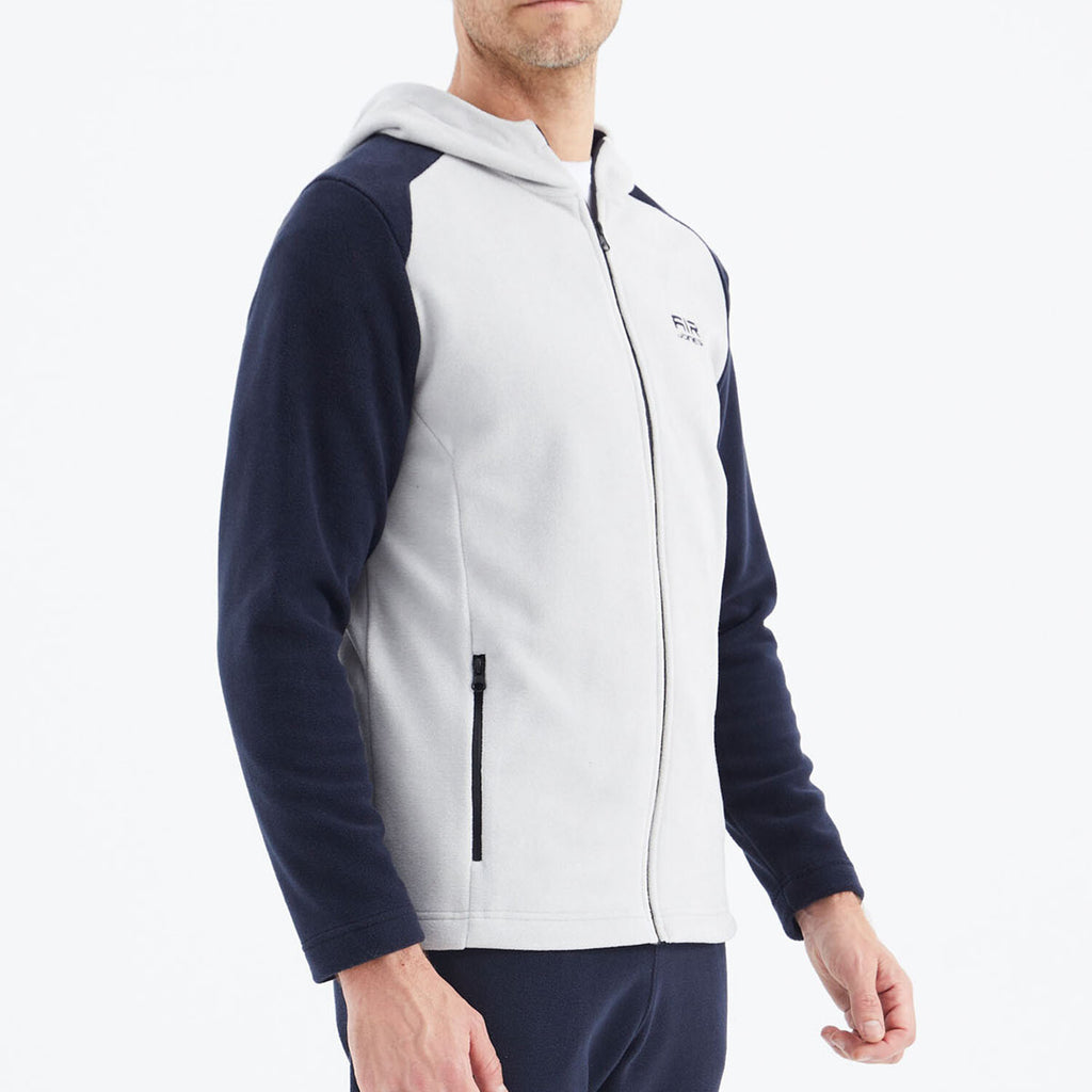 Raglan Hooded Polar Sweatshirt // White + Navy Blue