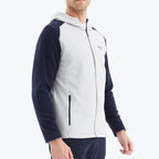Raglan Hooded Polar Sweatshirt // White + Navy Blue