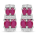 3.20 Carat Glass Filled Ruby .925 Sterling Silver Earrings