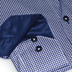 Contrast Collar & Cuff Button Up // Navy Houndstooth + Solid Navy Trim