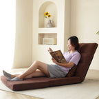 Modern Triple Fold Down Metal Frame Sofa Bed With 5 Reclining - Brown