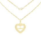 Cubic Zirconia 14K Gold Filled Pulsing Heart Pendant Necklace Set