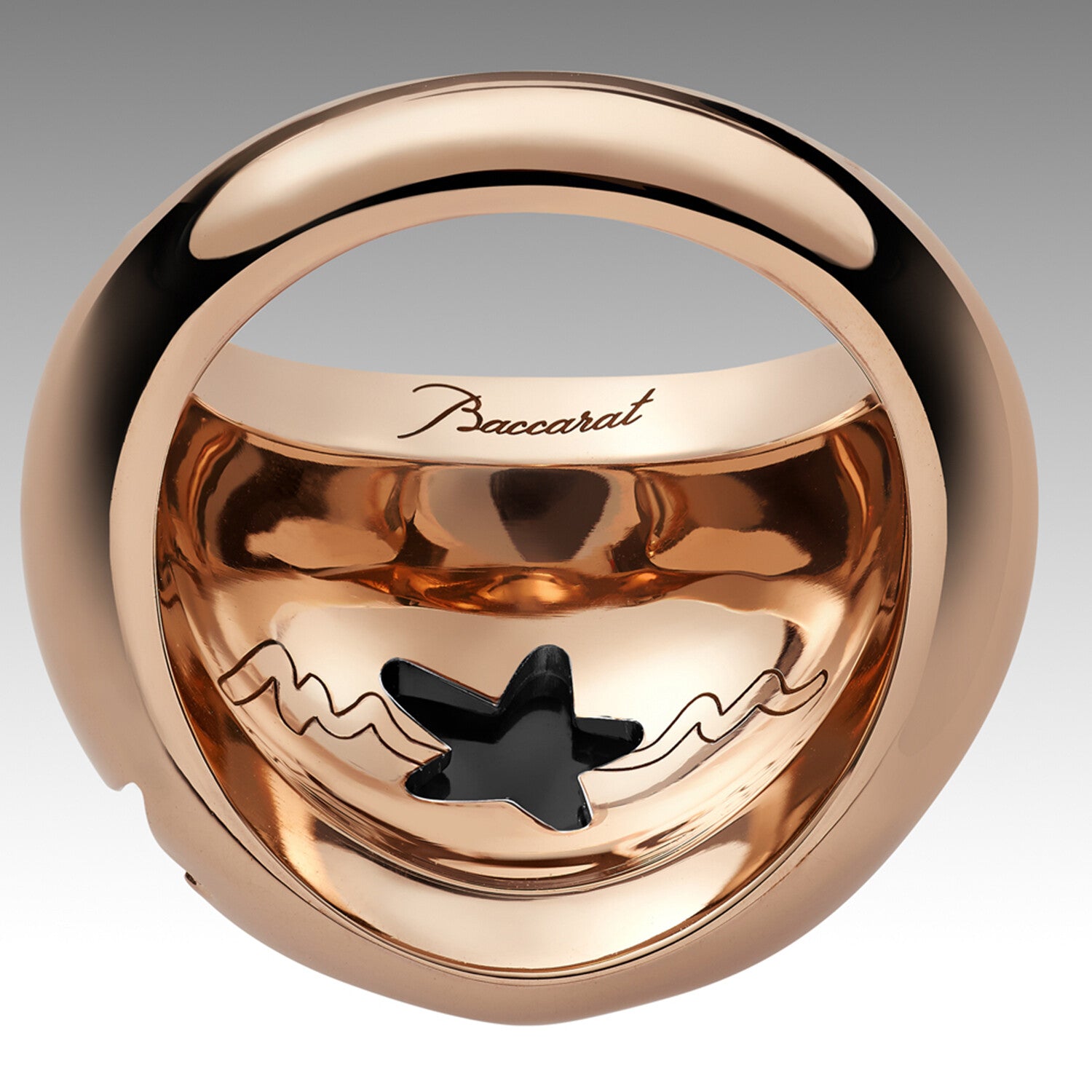 Baccarat Gold Vermeil Star of My Heart Crystal Ring // Black