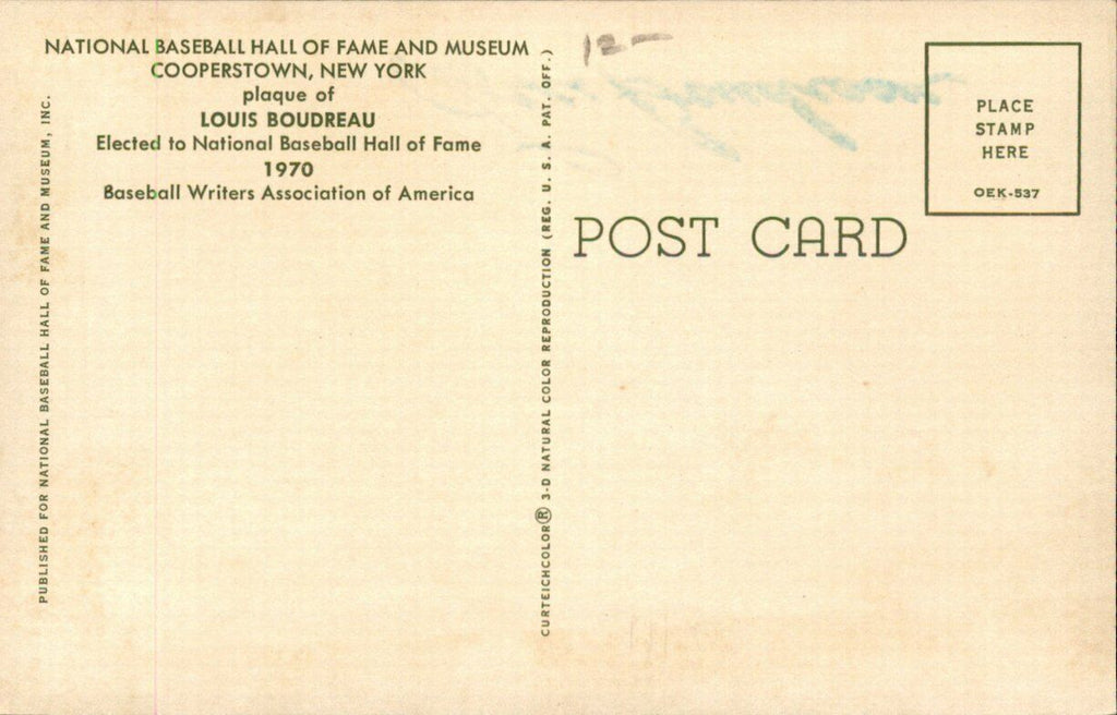 Lou Boudreau HOF Cleveland Indians d.2001 Signed/Auto HOF Postcard 162723